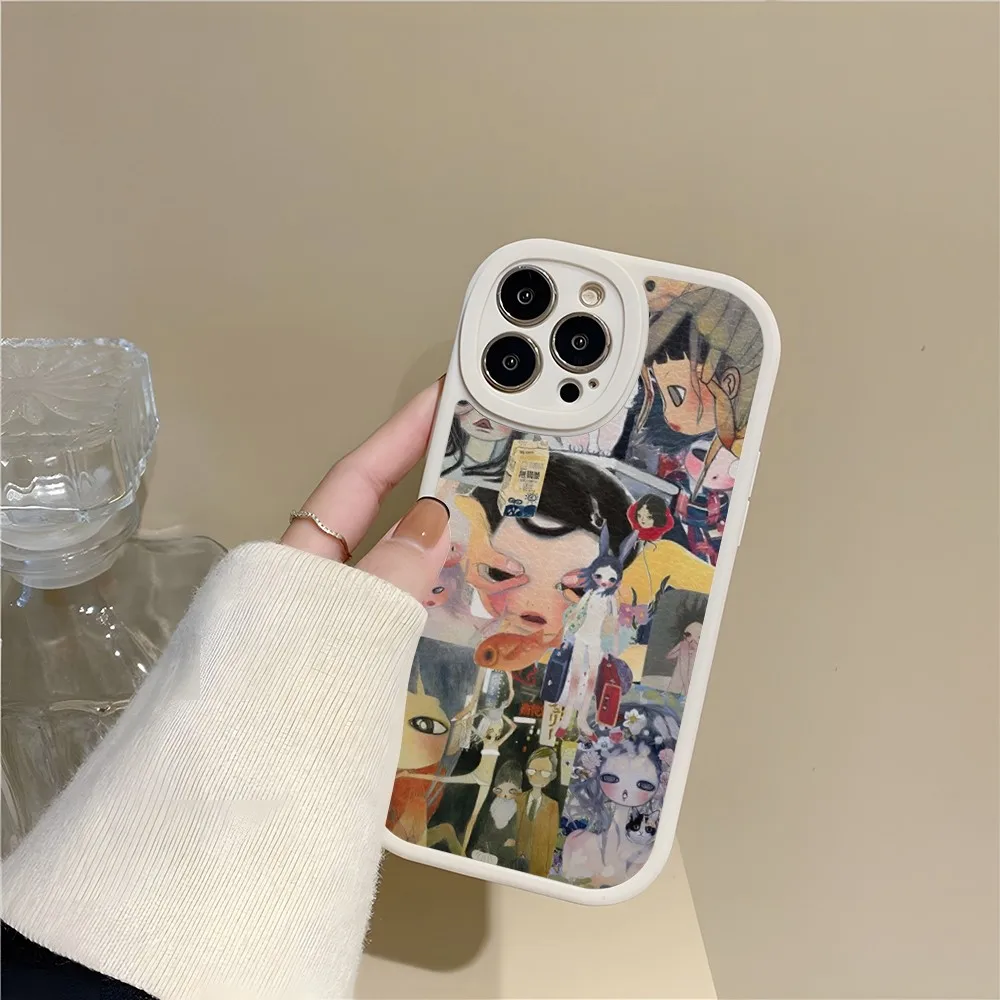 Aya takano telefon hülle lammfell für iphone 15 pro 14 11 13 12 mini x xr xs max 7 8 puls se silikon abdeckung