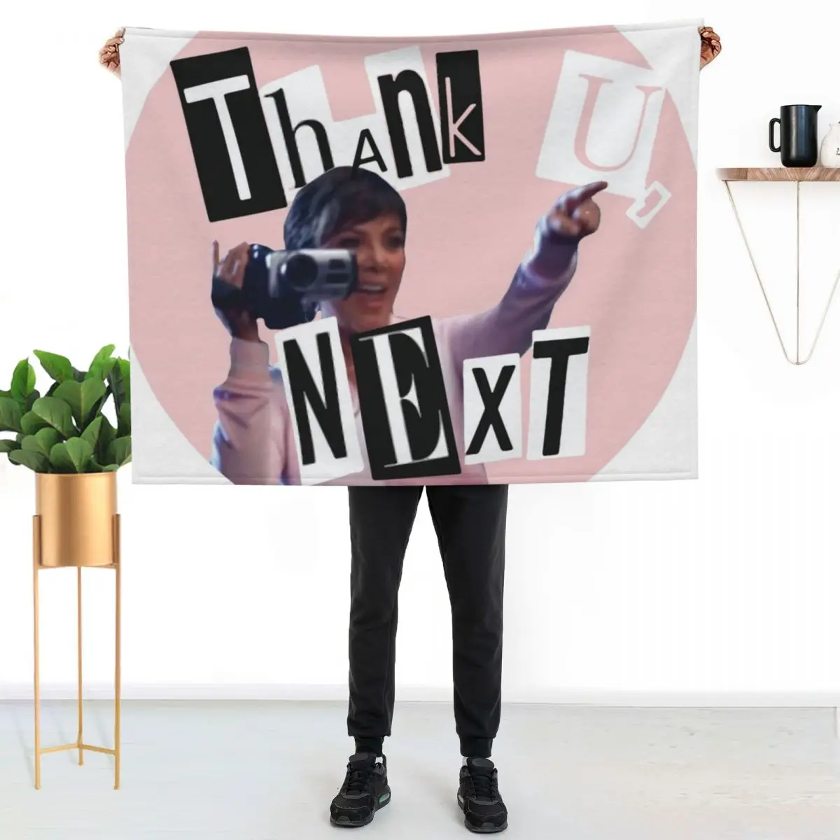 Thank u next kris Throw Blanket couch cozy soft plush fuzzy picnic outdoor blanket