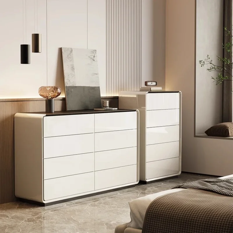 

Living Room Cabinets Display Cabinet Crack Shelves Italian Style Minimalist Light Luxury Cream Style Storage Locker Dresser