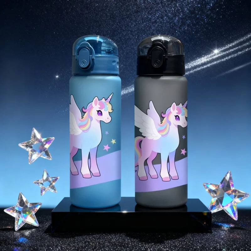 3D Printed 780ml Cute Unicorn Plastic Water Cup with Hand Outdoor Water Bottle,PVC-Free, Leak-Proof, Matte Finish，Fade-Resistant