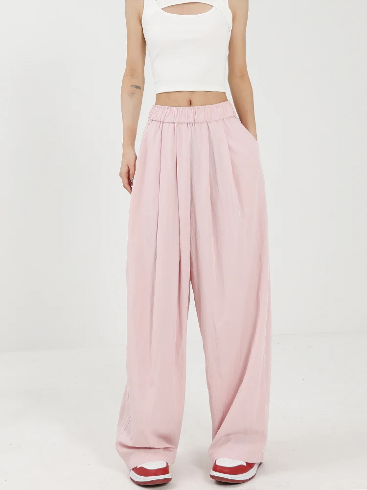 Wide Legged Pants for Women's Summer New Slimming High Waist Straight Leg Pants Lazy Style Loose Casual Yamamoto Pants