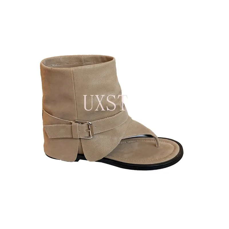 أحذية نسائية قصيرة أحذية الكاحل الارتفاع زيادة الأحذية النسائية الأحذية المسطحة، مشبك قصير على الصنادل الأحذية الأحذية النسائية الوجه يتخبط