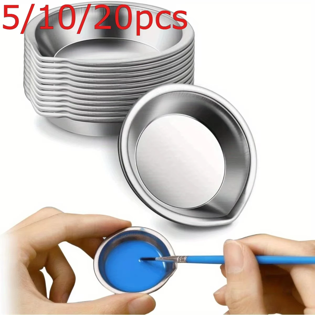 5/10/20Pcs Durable Stainless Steel Paint Palette Set,Round Mixing Trays for Artists - Metal Art Supplies for Home and School Use