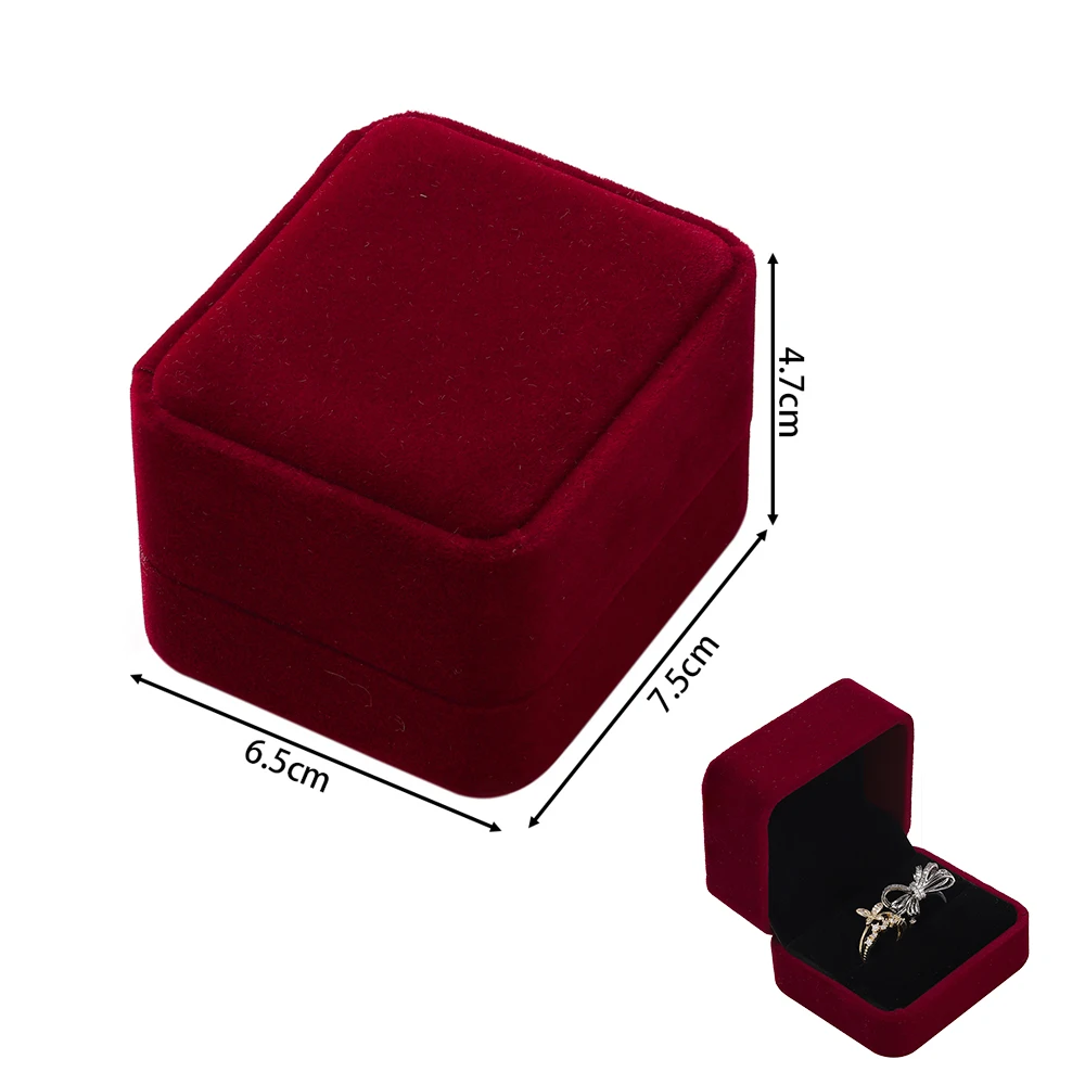 Square Engagement Velvet Earring Ring Packaging Box Jewelry Organizer Valentine Day Wedding Party Gift Case Ring Display Storage