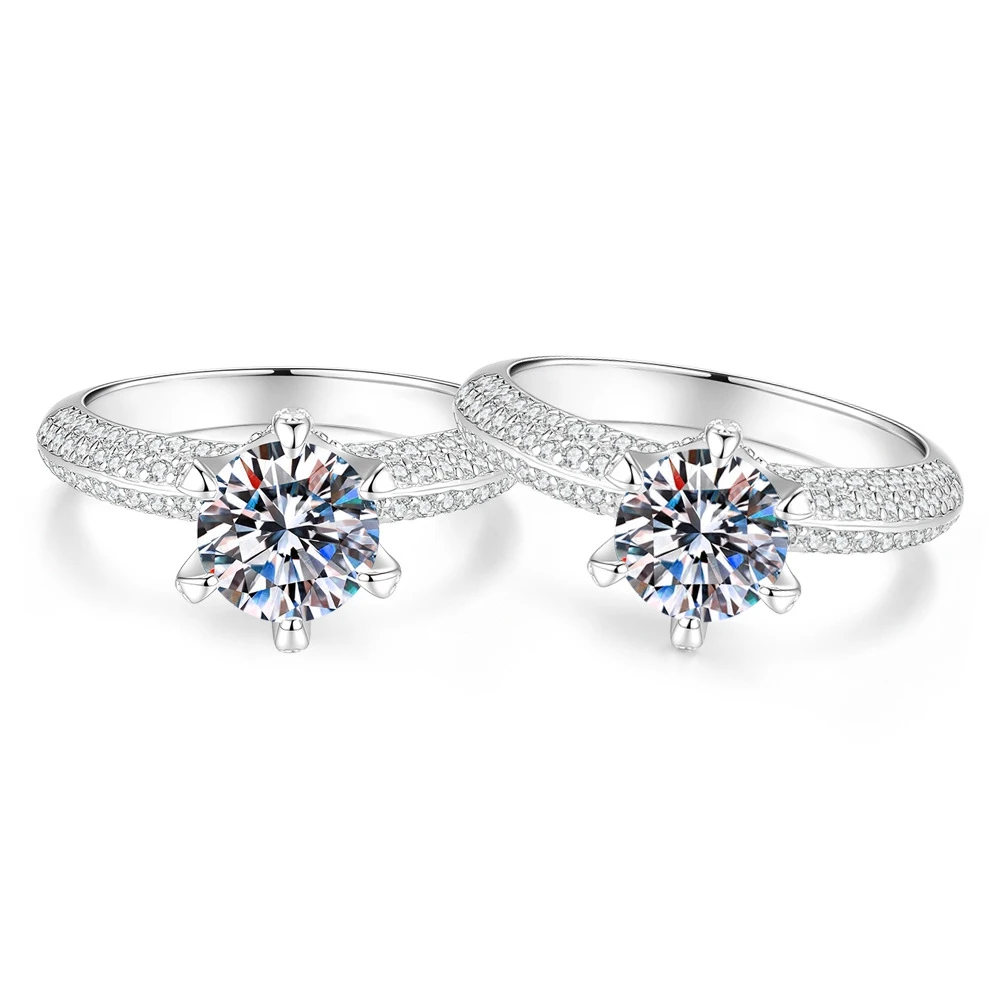 D Color VVS1 1-2CT Moissanite Ring S925 Sterling Silver Wedding Rings for Woman Proposal Party Jewelry Gift
