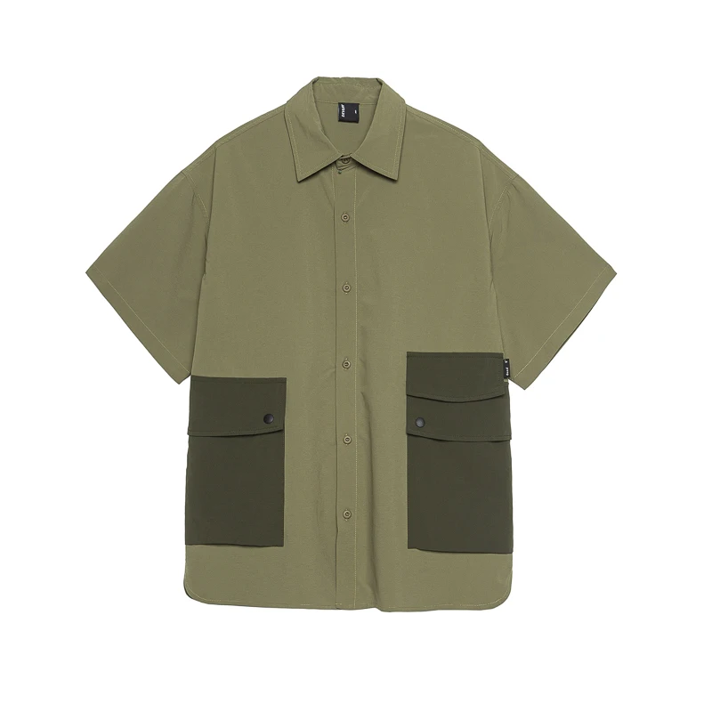 

Japanese Fashion Outdoor Waterproof Quick Dry Large Pocket Cargo Shirt Men Streetwear Track Loose Casual Short Sleeve Shirts