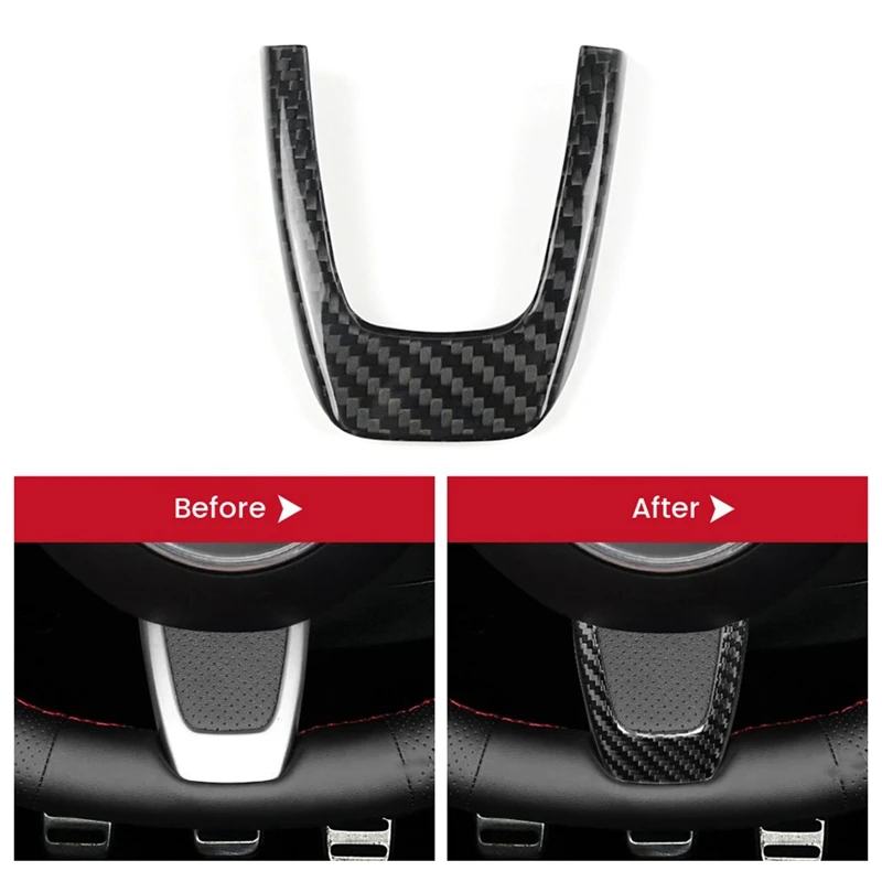 Real Hard Carbon Fiber Sticker For Fiat 500 Abarth 595 2012 2013 2014 2015 Steering Wheel Trim Accessories