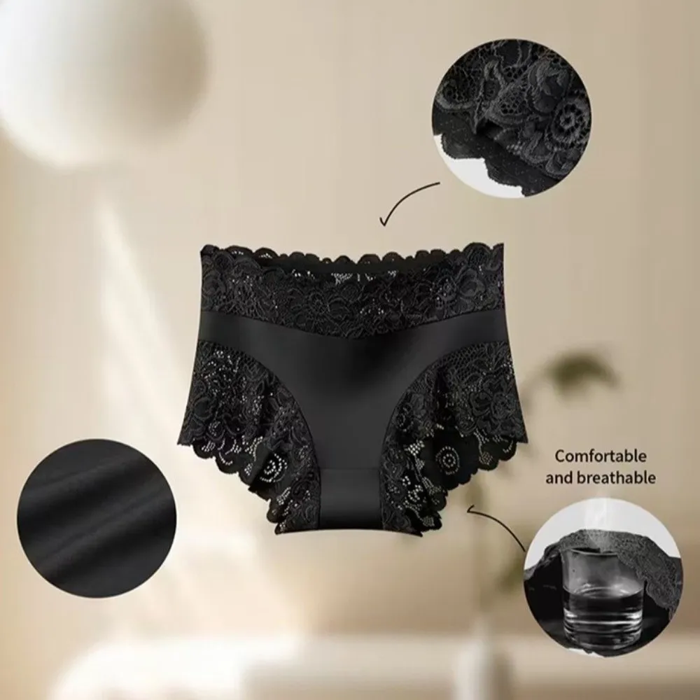 Minimalist Underwear Women's Panties Lingerie Seamless Lace Briefs Hollowed-out Mesh Thin High Waist Panties Lingerie