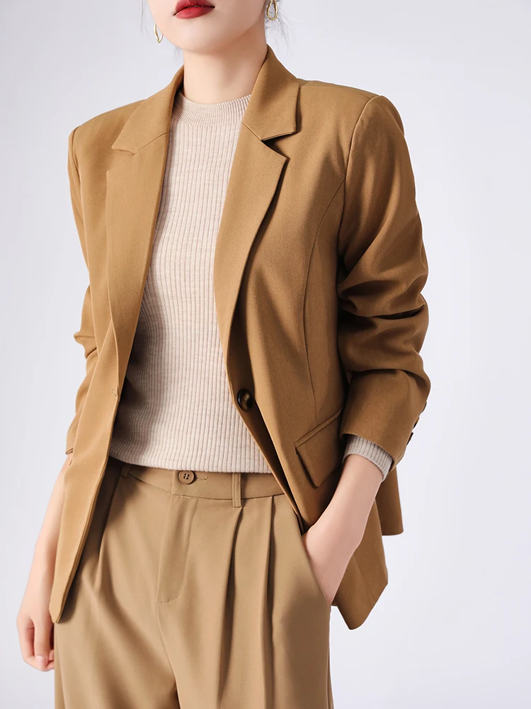 Elegant Mid-Length Women's Suit Jacket 2024 Spring Commute Style Long Sleeve Slim Fit High-Quality Feel Fashion Trend