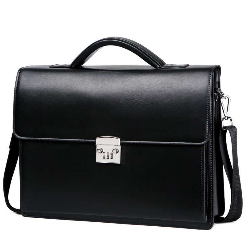 

New Male Bring Password Lock Briefcase Diagonal Package Genuine Leather Computer Laptop Bag Men Messenger Luxury Handbags Maleta