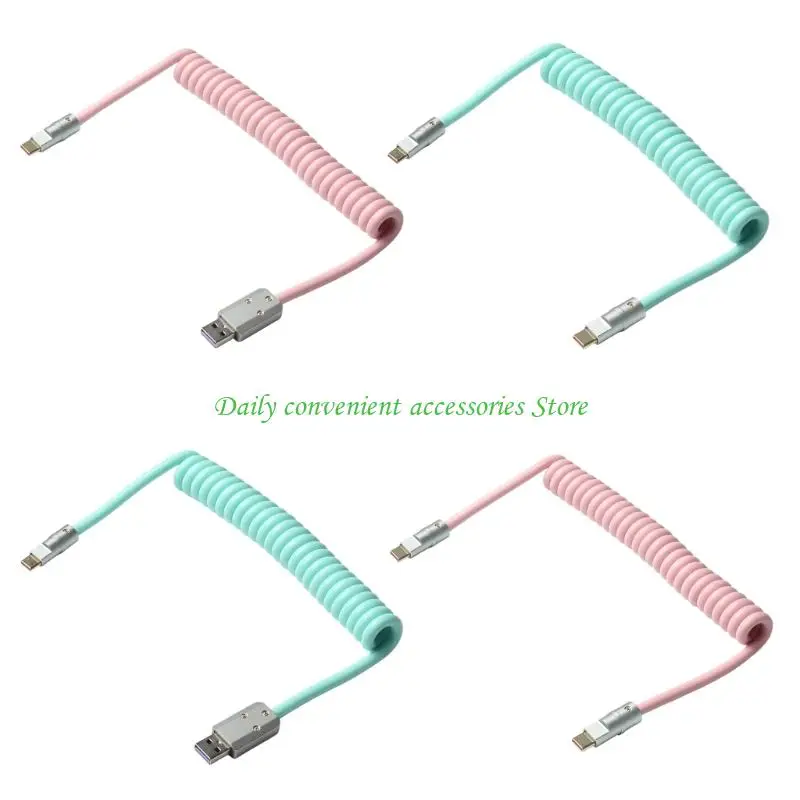 سلك شحن سريع 97QB PD100W، سلك كابل زنبركي، هيكل معزز USB C