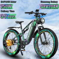 E-Bicycle 750W Powerful Motor 48V20AH Lithium Battery E-bike 26*4 Inch Fat Tire Off-road Mountain Hydraulic Brake Electric Bike