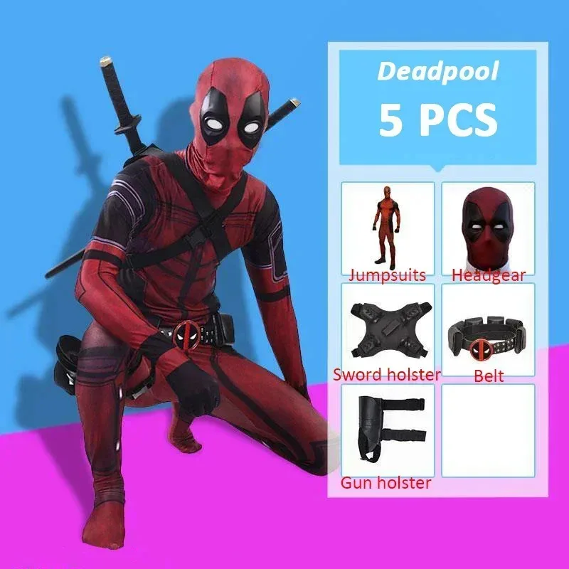 Deadpool Costume Cosplay Kids Adult Suit Anime Superhero Halloween Death Waiter Adult Service Leotard Accessories Belt