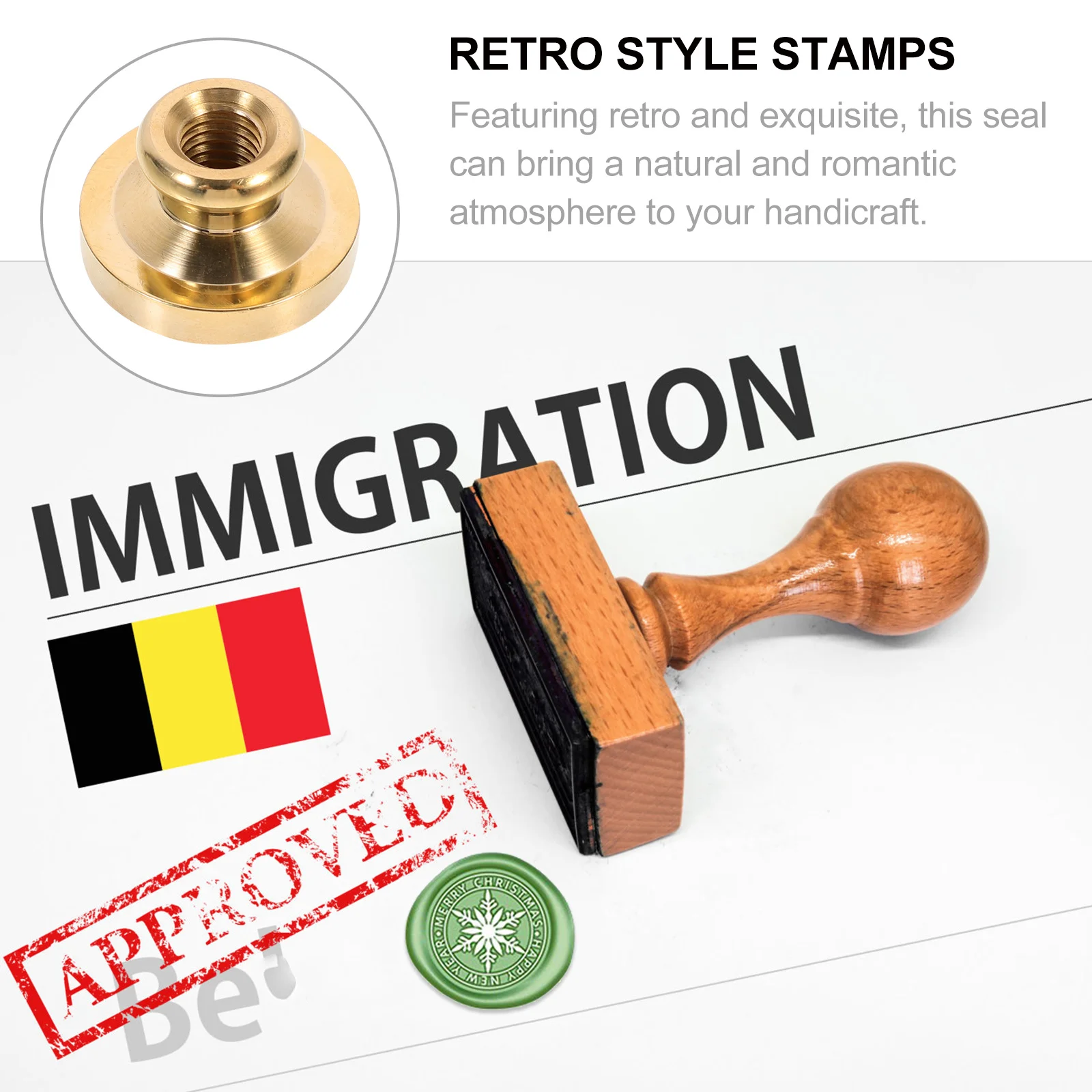 

Wax Seal Stamp Christmas Wax Seal Christmas Pattern Stamp Retro Style Copper Alloy Head for Envelopes Scrapbooks Handicrafts