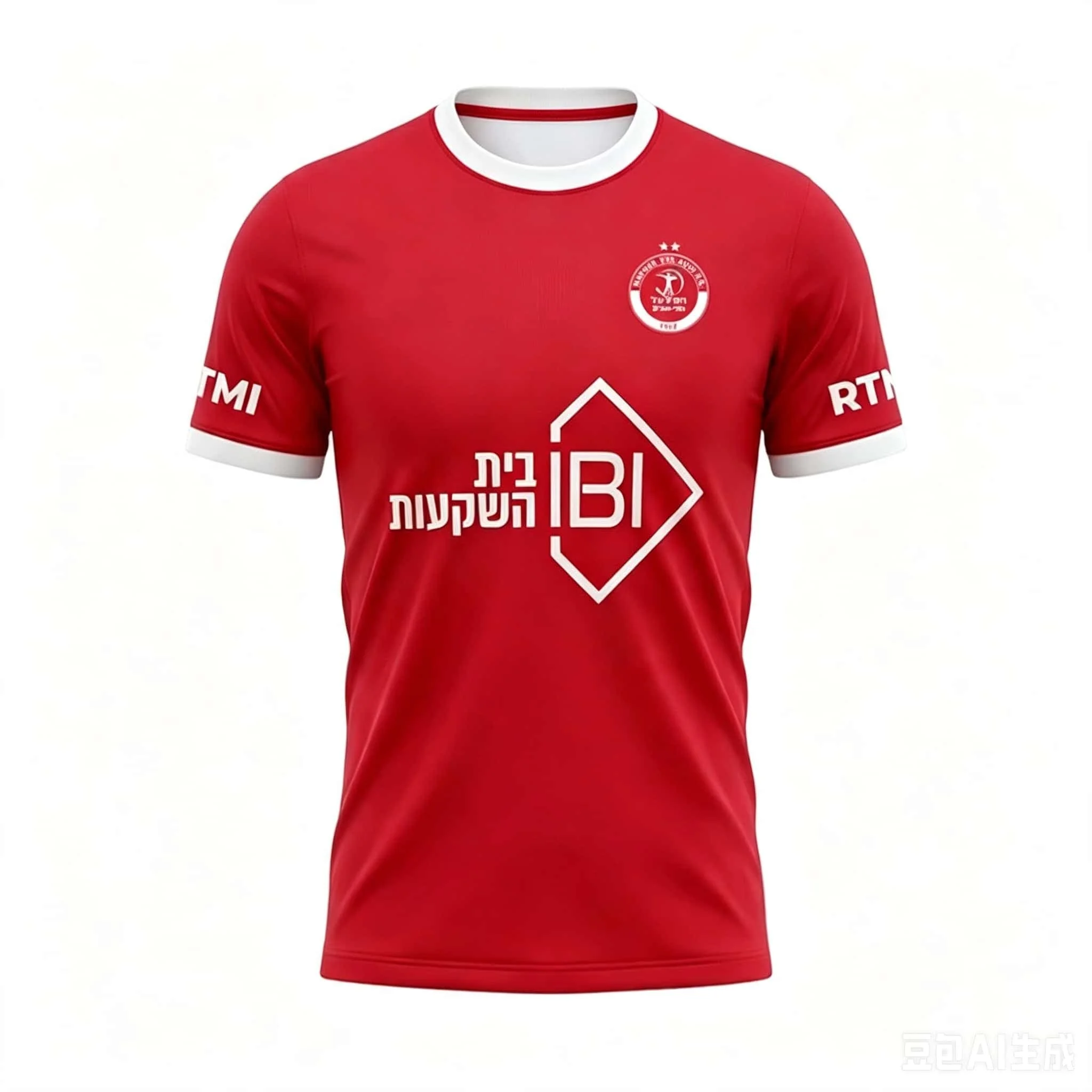 Men White Red Contrast Trim Sports Jersey Crew Neck Short Sleeve Breathable Soccer Training Tee Unisex Athletic Tops
