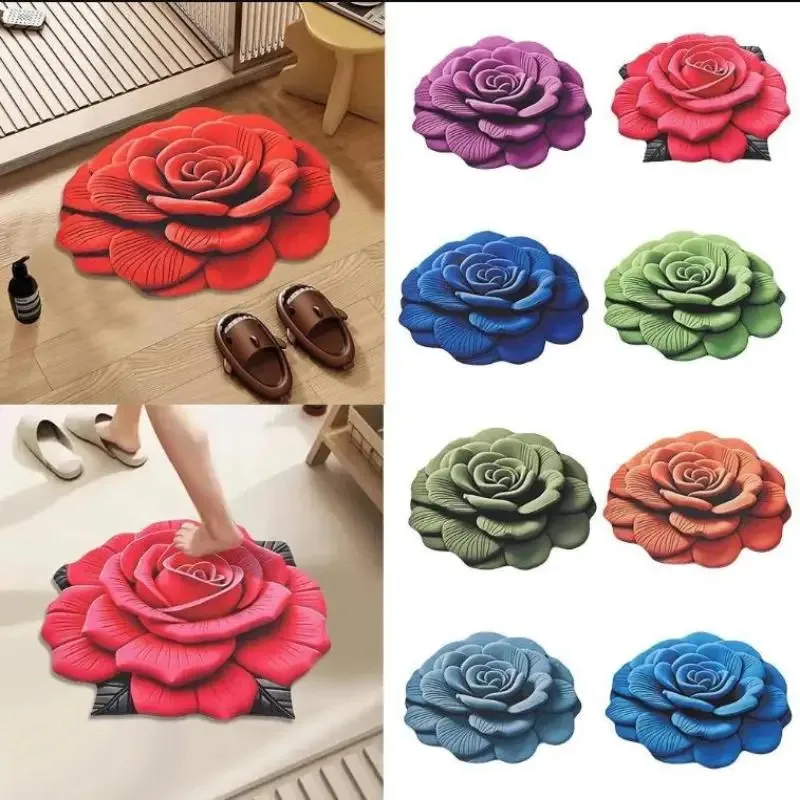 VIKAMA Romantischer Blumenförmiger Teppich Wohnzimmer Ins-Stil Dekoration Bodenmatte Heimdekoration