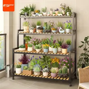 Aoliviya Flower Stand Balcony Shelf Living Room Floor Plant Stand 2023 New Multi-Layer Ladder with Wheels Flower