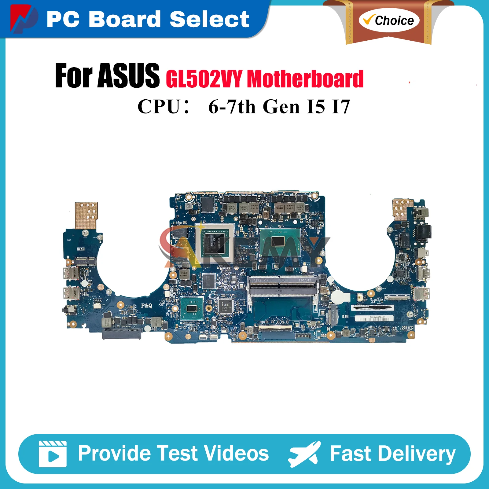 

GL502VY Laptop Motherboard For ASUS ROG Strix GL502V GL502VM GL502VMK Notebook Mainboard With I5 I7 CPU 100% tests OK fast ship