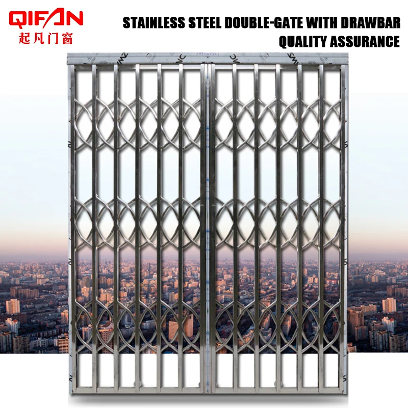 custom.Modern Stainless Steel Folding Door Aluminum Alloy Security Grilles Retractable Collapsible Sliding Gate