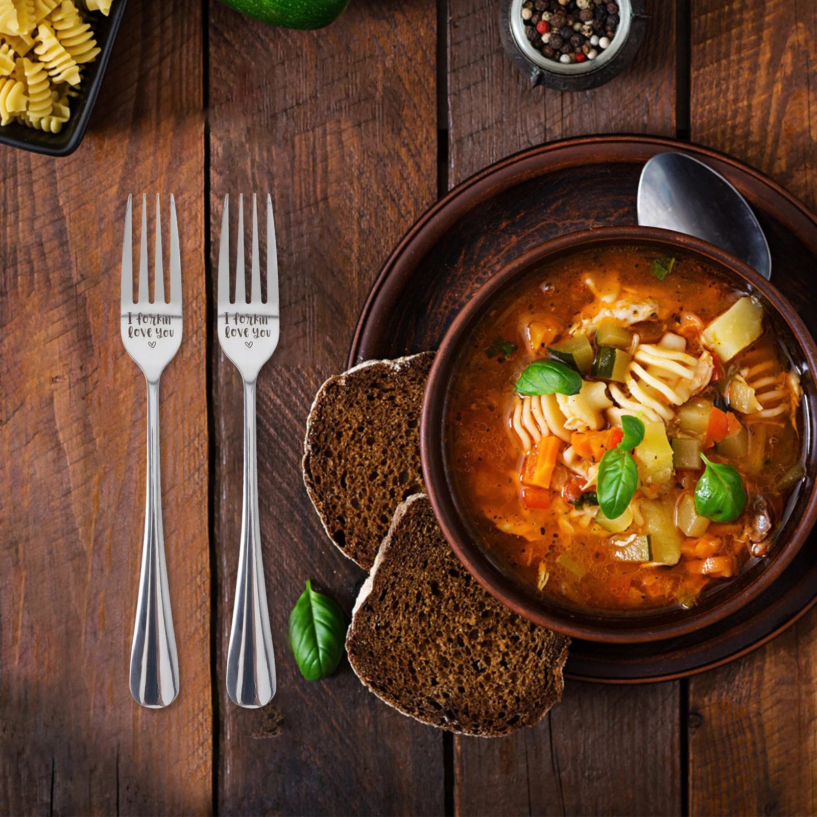 

2 Pcs Well Balanced Stainless Steel Forks Practical Household Tableware Comfortable Grip Kitchen Tools