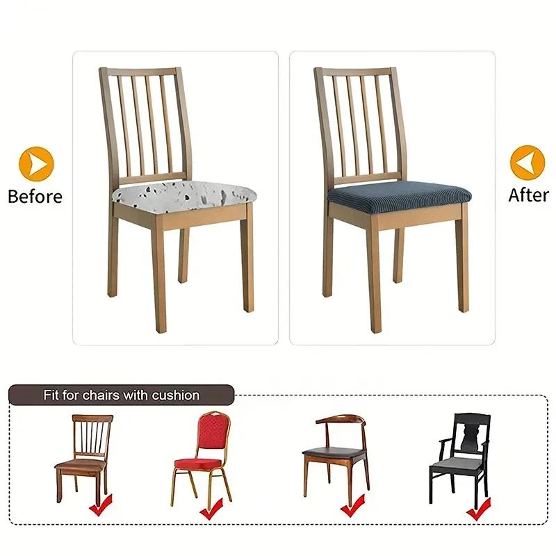 1/4/6 stücke Jacquard Stuhl Sitz Abdeckung Nordic Anti-schmutzig Esszimmer Stuhl Schonbezug Hause Abnehmbare Sitz Fall für Hotel Küche Party – Detail 2