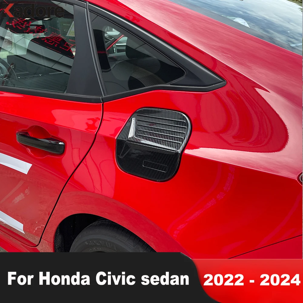 Car Gas Fuel Tank Cover Trim For Honda Civic 11th Sedan 2022 2023 2024 Carbon Fiber Oil Filler Cap Overlay Accessories