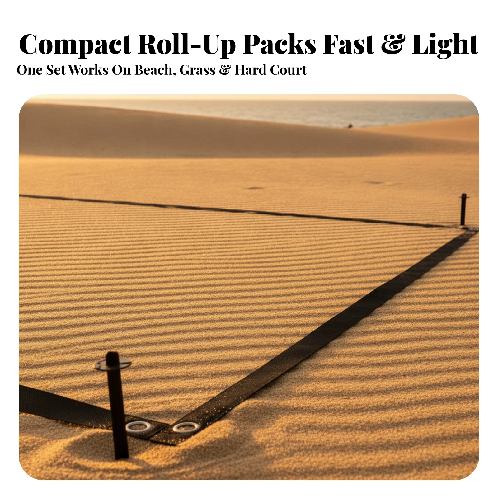 Beach Volleyball Court Line Set with Storage Bag Sturdy Beach Volleyball Court Boundary Lines Kit Quick-Setup Flat for Coaches