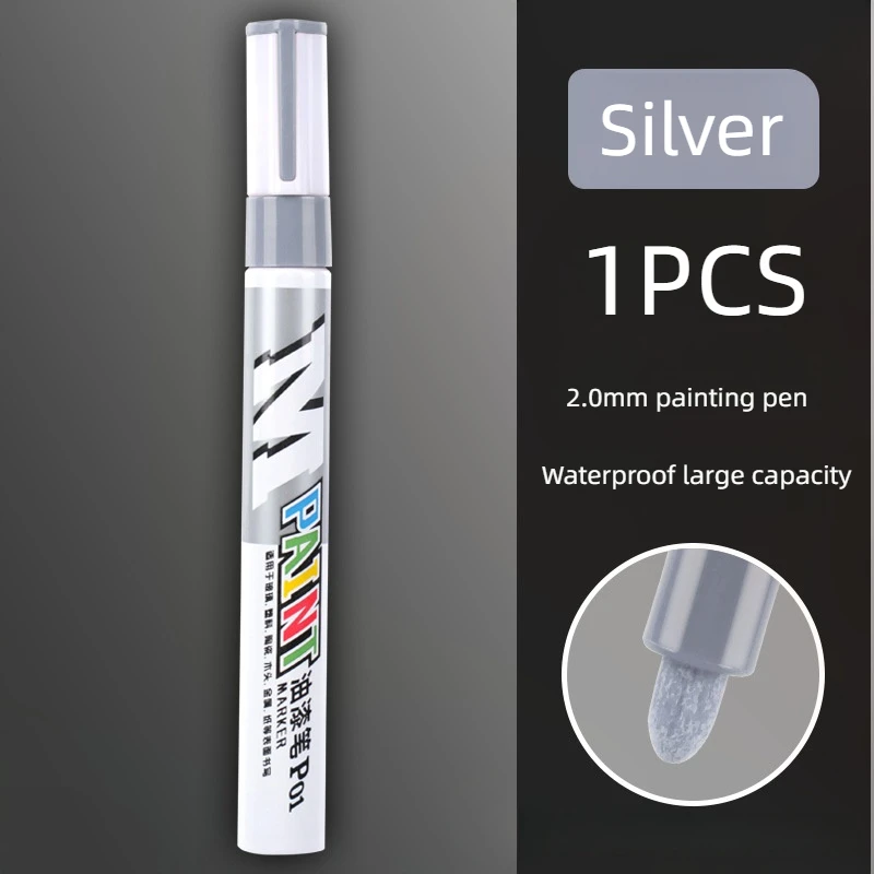 Wasserfester Autolack-Kratzer-Reparaturstift Schwarz Weiß Silber Rot - Reifenprofilpflege Wassermarker-Stift