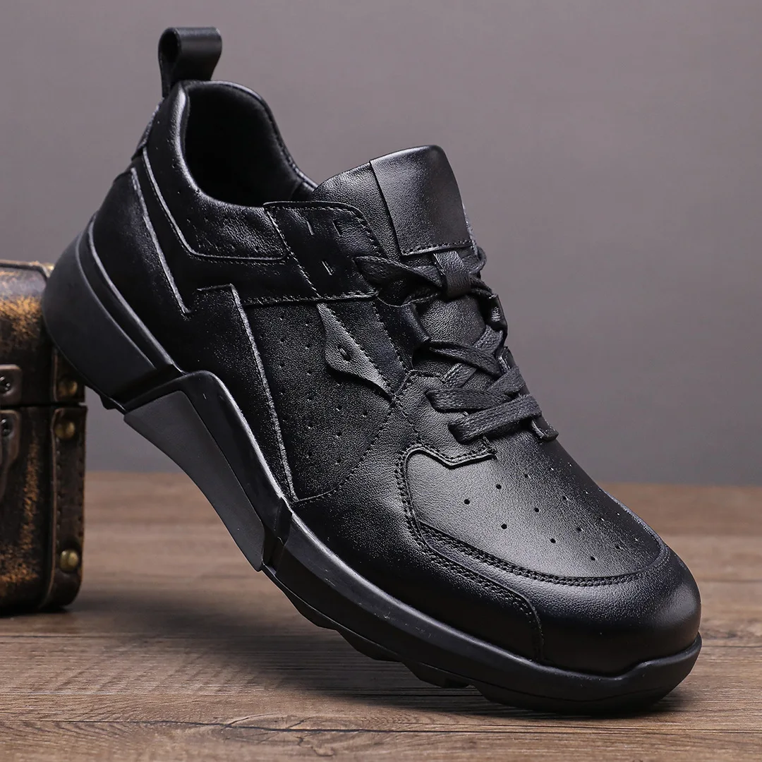 Genuine Leather Shoes Men Trendy Luxury Original Sneakers Good Looking Street Outdoor Walking Hollow Out Business Best Quality