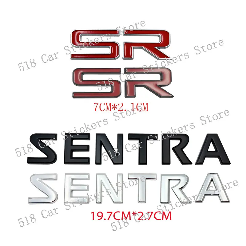 Emblemas Decorativos 3D de Metal para Autos, Letras SR, Adhesivos para Nissan SENTRA, Accesorios para Autos