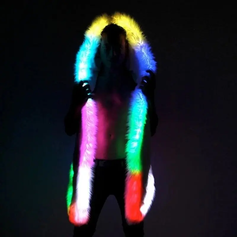 

2025 Halloween Holiday Men's LED Faux Fur Coat New Sequins Vest Jacket LED Clothing man costumen Halloween Carnival