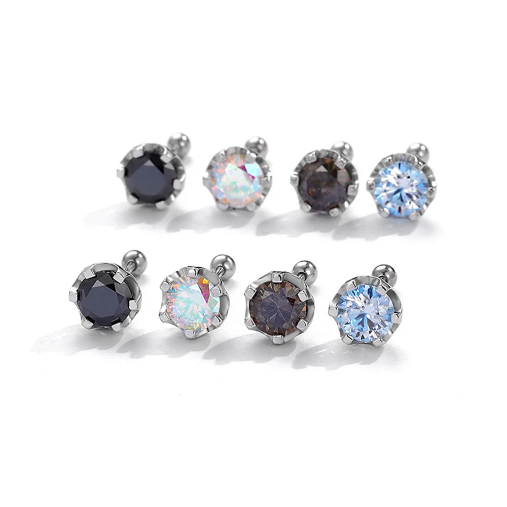 

925 Sterling Silver Moissanite Stud Earrings – D Color Diamond 4mm/5mm/6.5mm/8mm (0.5-2CT), Unisex Fine Jewelry