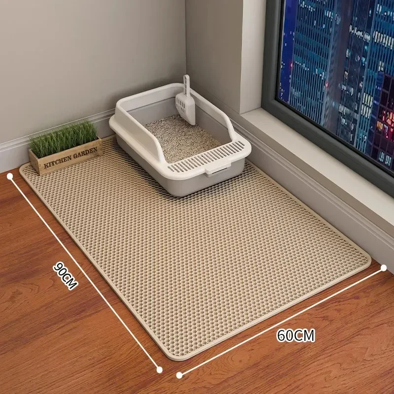 90X60CM Cat Litter Mat Waterproof Double Layer Pet Litter Box Mat Pet Toilet Cat Mat Nonslip Sand Cat Washable Mat Pet Clean