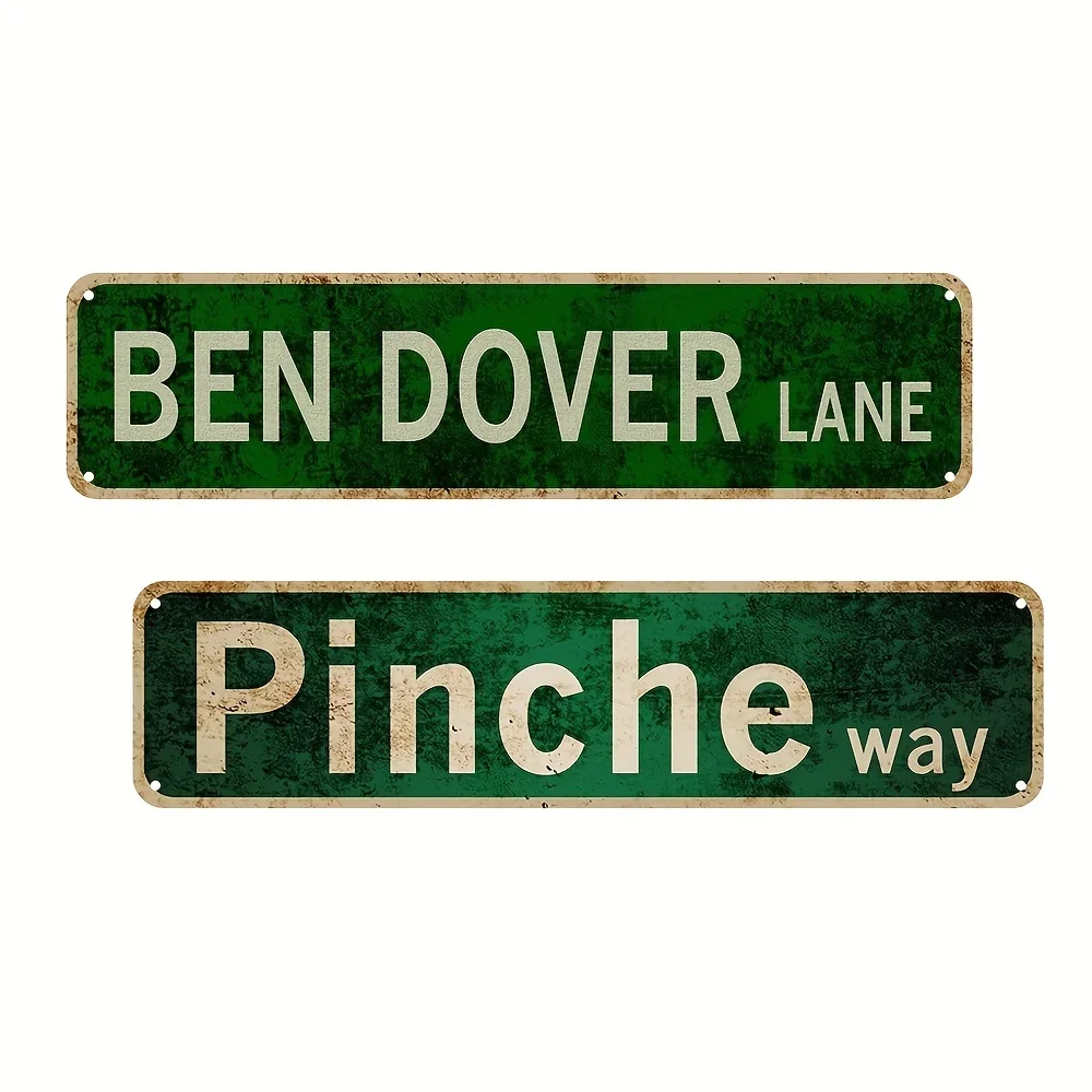 Antique Metal Sign 16x4 Inch Wall Art Decor Vintage Ben Dover Lane Room Home Bar Cafe Decor Sign