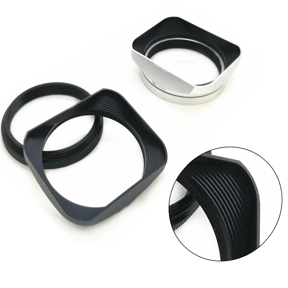 Metal Square Lens Hood Shade + Lens Cap Cover for Fujifilm Fuji X100VI X100V X100F X100T X100S Camera 49mm Filter