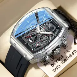 Mark Fairwhale 5200 New Tonneau Quartz Wristwatches Trend Sports Chronograph Calendar Luminous Waterproof Men Watch Reloj Hombre