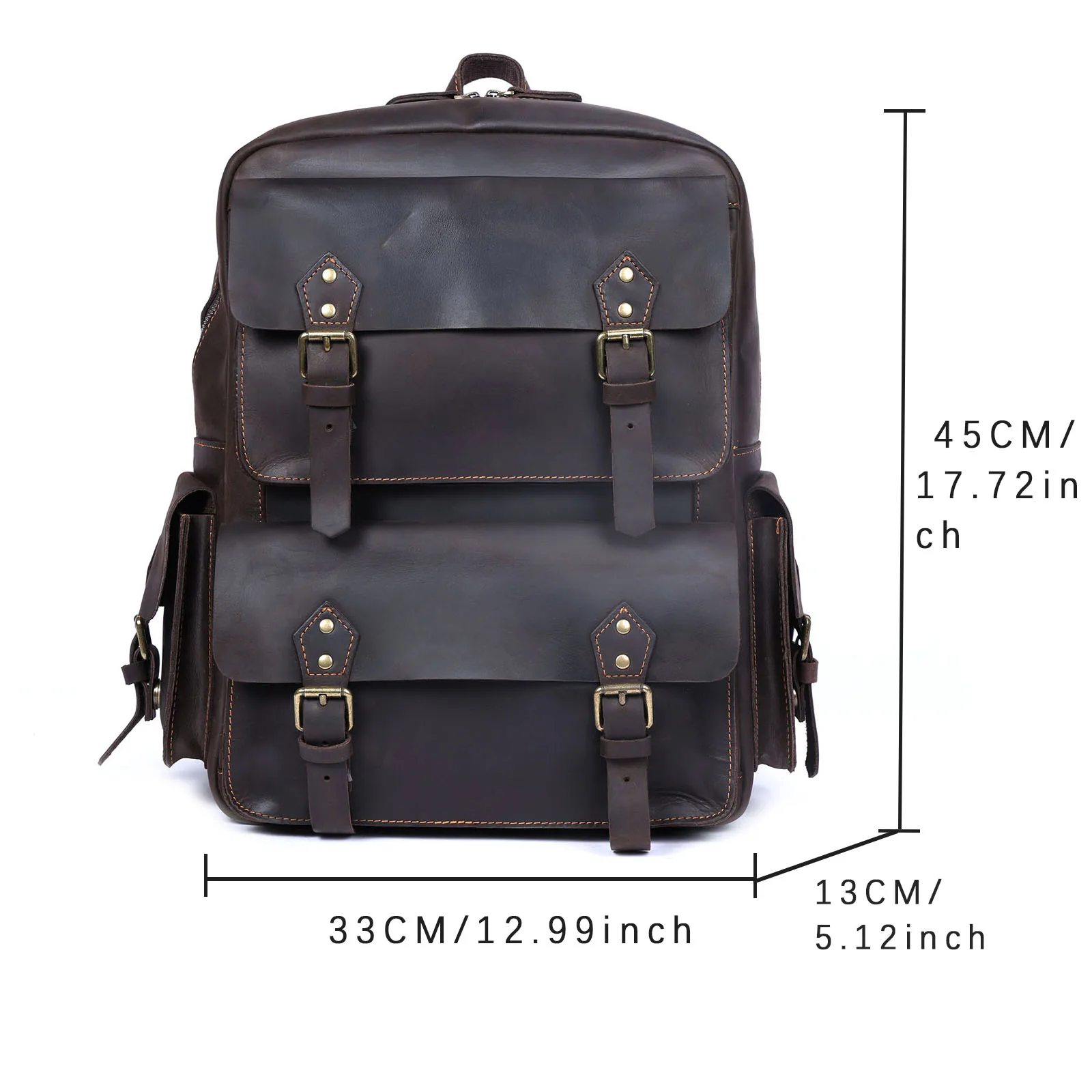 S.WORKER Vintage Echtleder-Rucksack für Herren, Große Laptop-Schultertasche aus Rindsleder, Klassische Vintage Crazy Horse Schultasche für Reisen – Detail 3