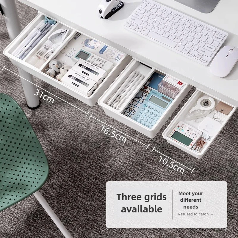 Hidden Storage Box Desk Storage Drawer Self-Adhesive Plastic Table Storage Holder Simple Sundries Cosmetics Stationery Organizer