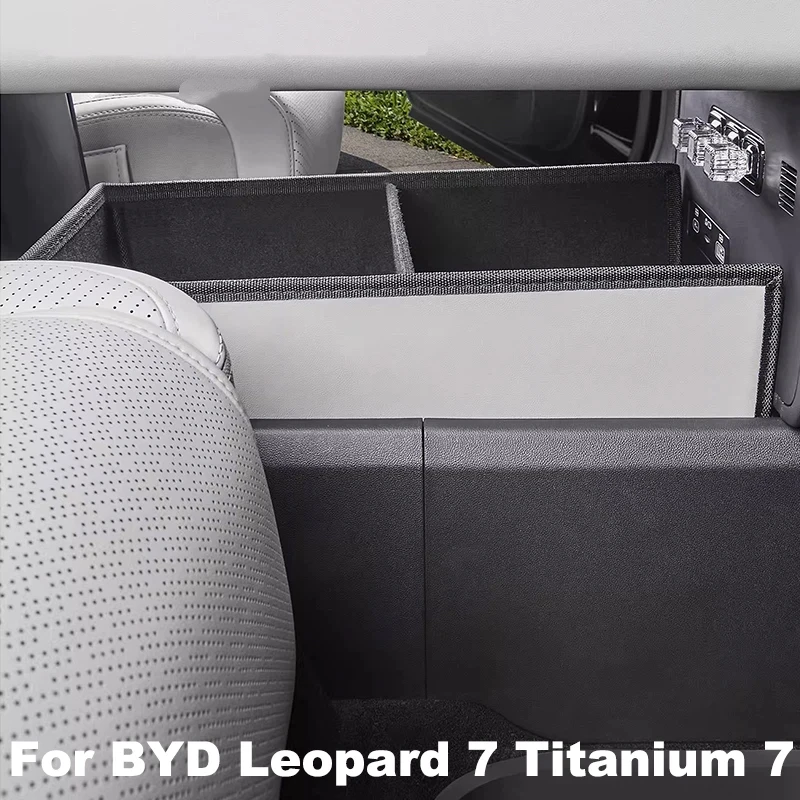 For BYD Leopard 7 Titanium 7 2025 2026 Center Console Lower Storage Box Leather Storage Car Interior Accessories