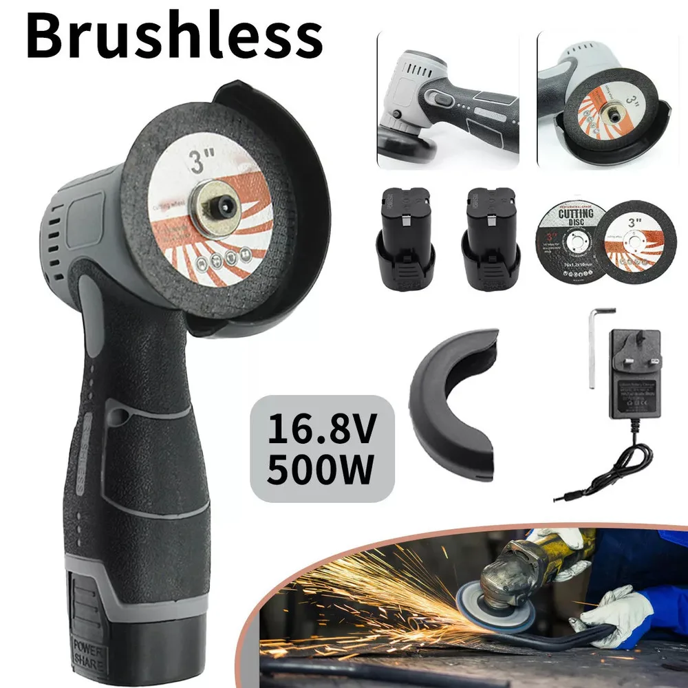 16.8V 3” Mini Brushless Angle Grinder Cordless Grinding Tool Polishing Polisher for Cutting Diamonds 