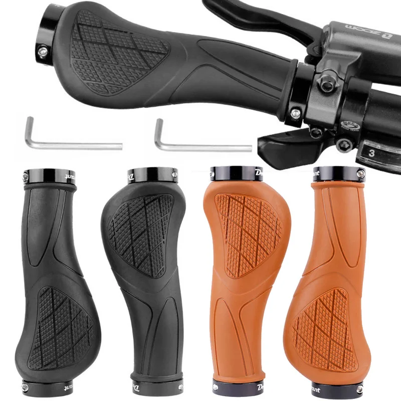 1Pairs New Mountain Bike Rubber Grips with Dual-Side Locking and Bar Ends – Special Texture Pattern Cycling Accessories