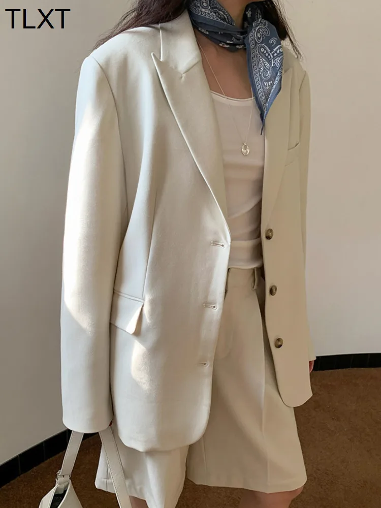 

TLXT женский офисный женский пиджак с подплечниками, весна-осень 2023, новое однобортное пальто с длинными рукавами и зубцами XK1023