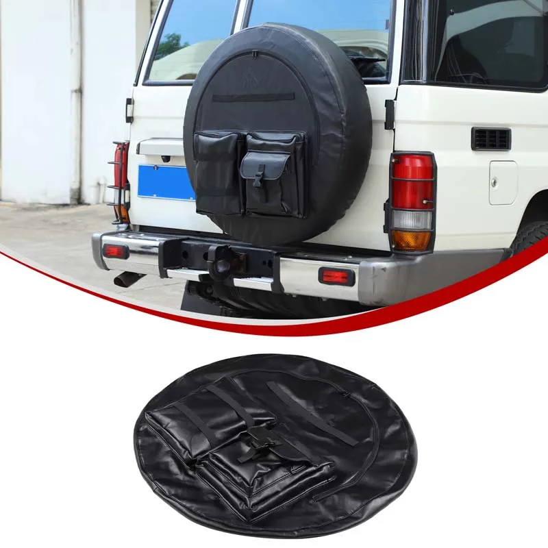 For Toyota Land Cruiser 76 Series 2007+ 1Pc Oxford Cloth Spare Tire Mounted Storage Bag Rear Wheel Bin Pouch Overland Accessory