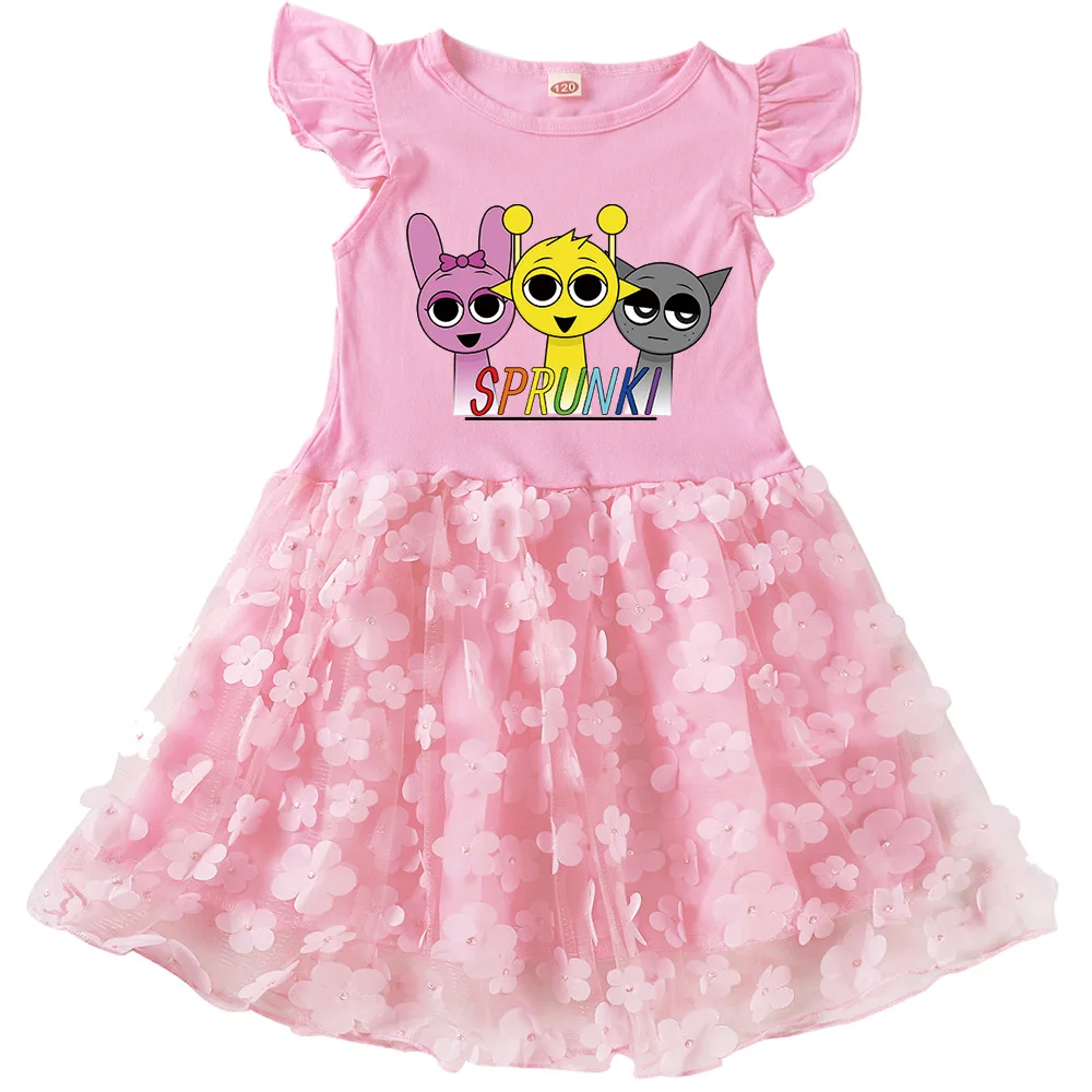 Nouveau jeu Sprunki vêtements enfants dessin animé Incredibox robe bébé filles à manches courtes princesse robes enfants tenues de fête de mariage