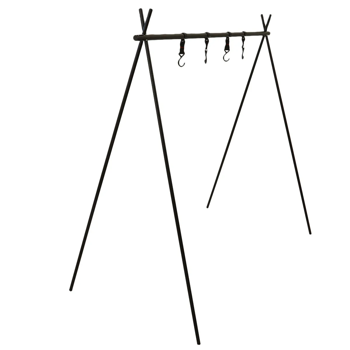 

Camping Tripod Aluminum Alloy Foldable Clothes Rack Stable Outdoor Storage Shelf Black Size L Lightweight Easy Carry Collapsible