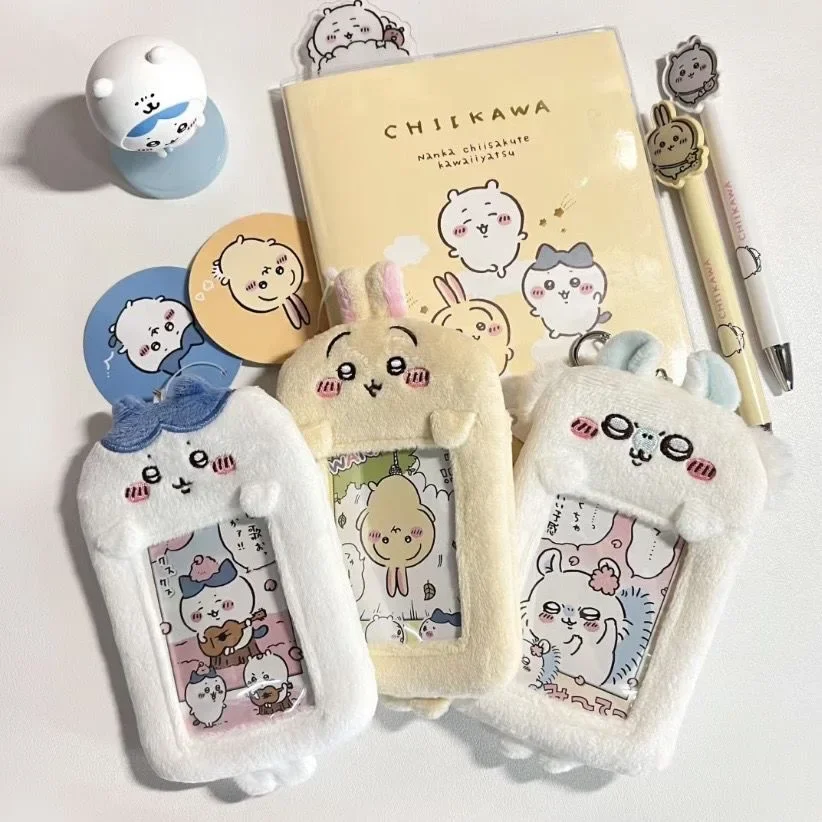 NEW Cartoon Plush Photocard Holder  ちいかわ ハチワレ Series 3 Inch  Photo Card Holder Bag Pendant School Stationery Girl Gifts