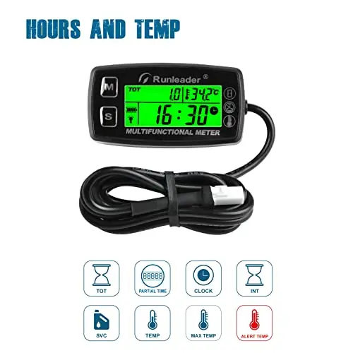 Imagem -02 - Display Digital Backlights para Trator de Gramado Hour Meter Medidor de Temperatura do Motor Alert Rpm e Temp Compressor Gerador Snowm