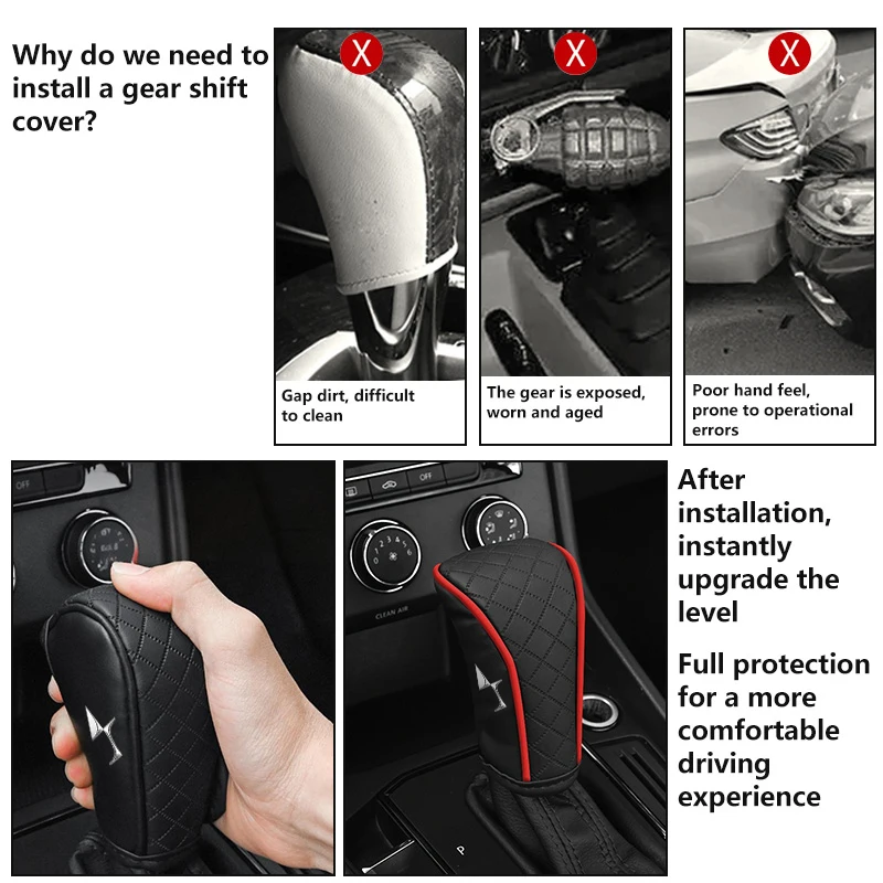 Car Shift Handle Cover Leather Non-Slip Decor Protective Accessories For DS SPIRIT DS4S DS3 DS5 5LS DS6 DS7 DS9 E-Tense WILD