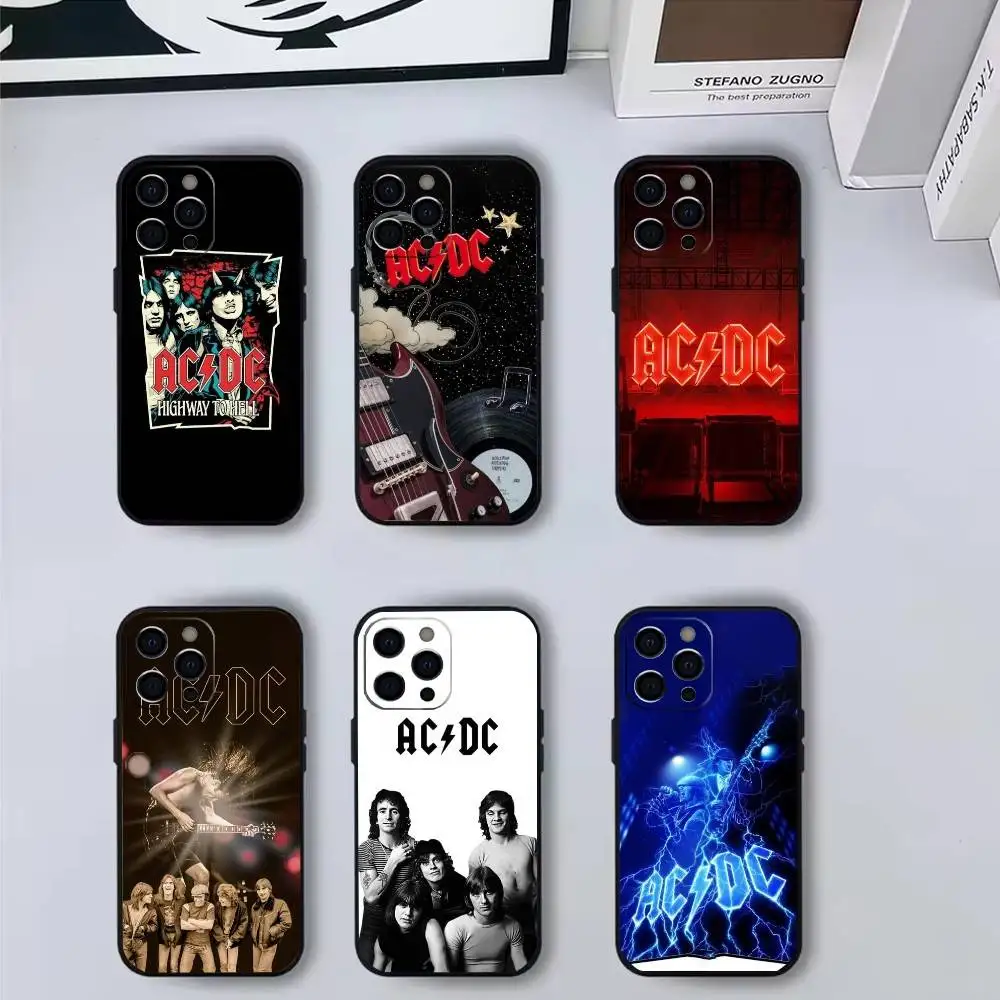 

Rock A-AC-DC Band Music Phone Case For iPhone17,16,15,14,13,12,11 Plus,Pro Max Soft Black Cover