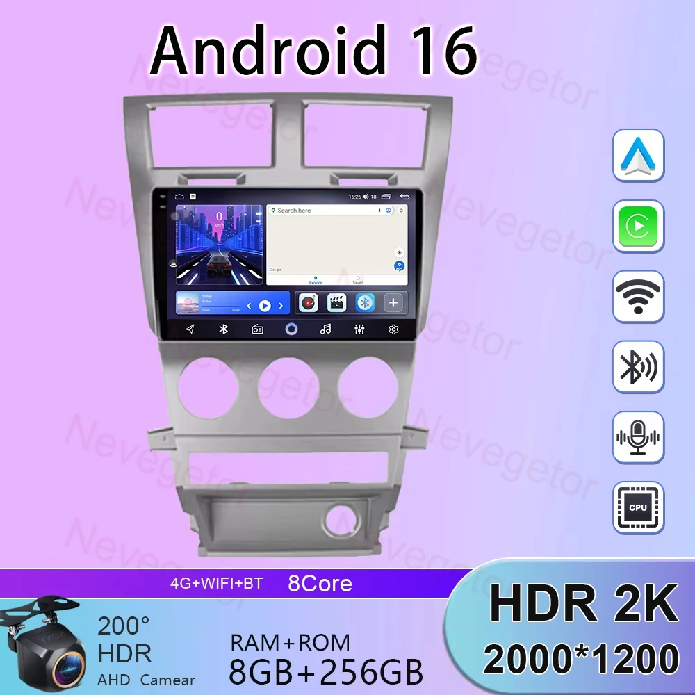 For Dodge Avenger JS 2007 - 2010 For Dodge Nitro 2006 - 2011 Android 15 Carplay Auto Car Radio Multimedia Player Stereo 2Din GPS